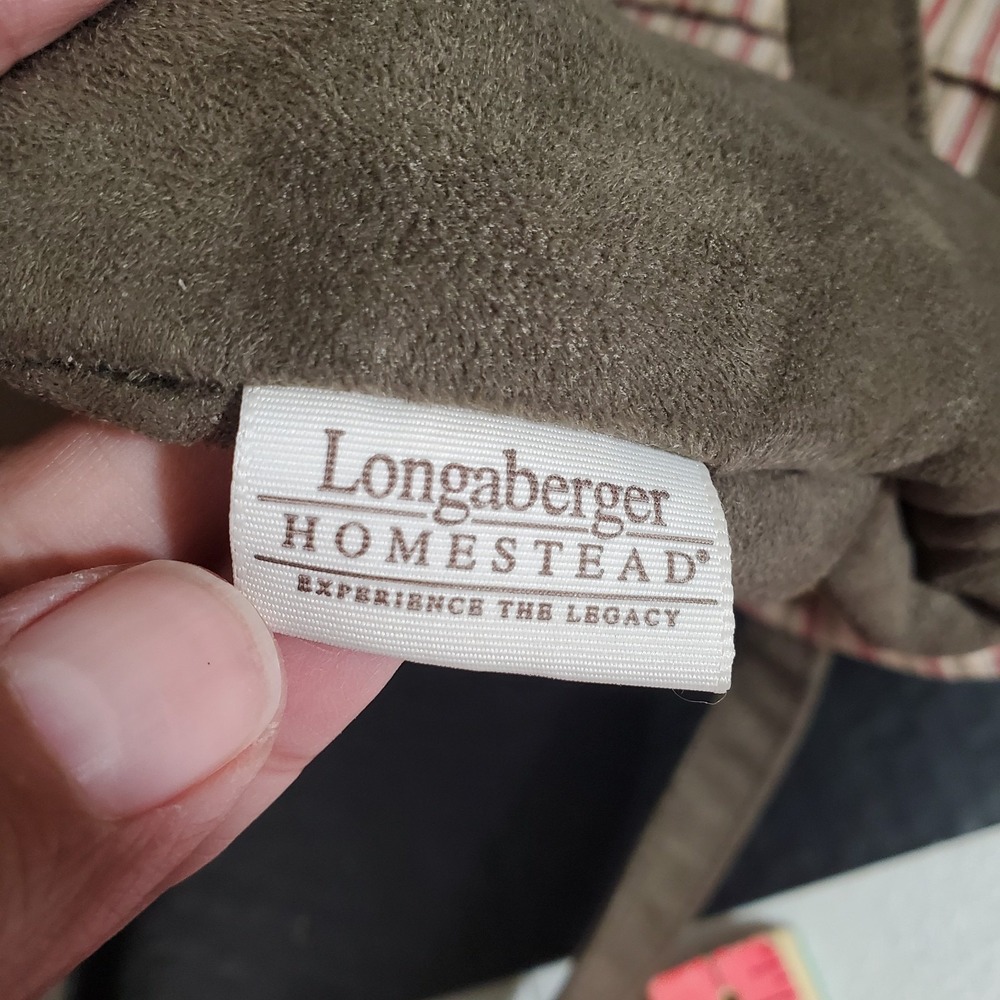 Vintage Longaberger Homestead Purse Maroon/Green Striped Mini Tote Bag - Picture 10 of 12
